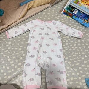 Elephant Print Kids Bodysuit in Pink and Gray